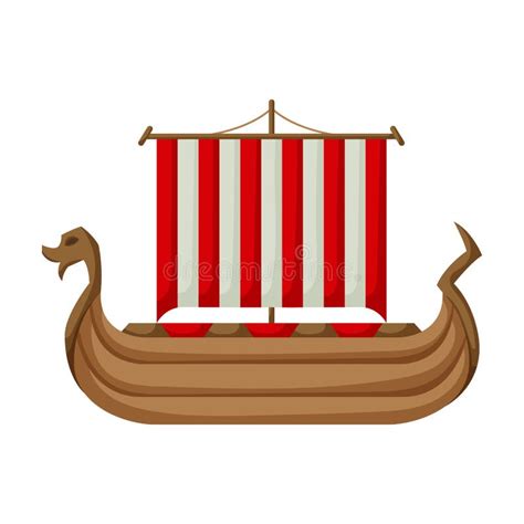 Ship Viking Vector Iconcartoon Vector Icon Isolated On White