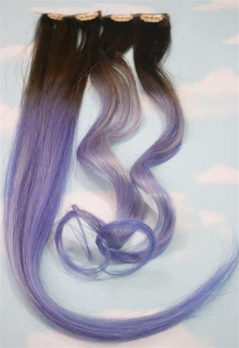 Purple Dip Dyed Hair Extensions For Brunette Hair 20 22 Etsy