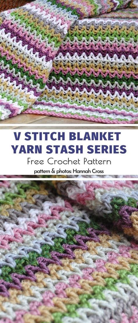 V Stitch Blanket Yarn Stash Series Free Crochet Pattern Baby Blanket