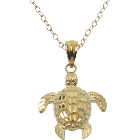 Gold Turtle Necklace 14k Solid Gold Sea Turtle As Seen On Jules Theresa Mink Designs Ruby