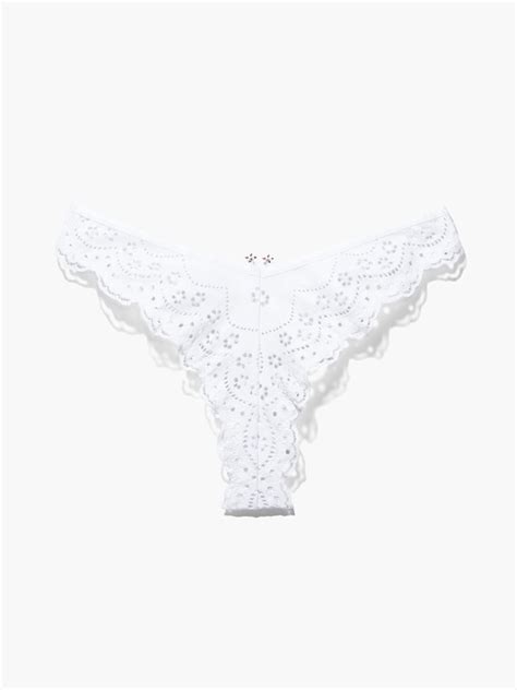 Bombshell Broderie High Leg Lace Thong In White Savage X Fenty