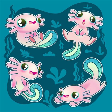 Cute Axolotl Vector Set Cute Salamander 3185541 Vector Art At Vecteezy