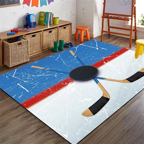 Muoucte Ice Hockey Sports Theme Childrens Rug 5x7ft