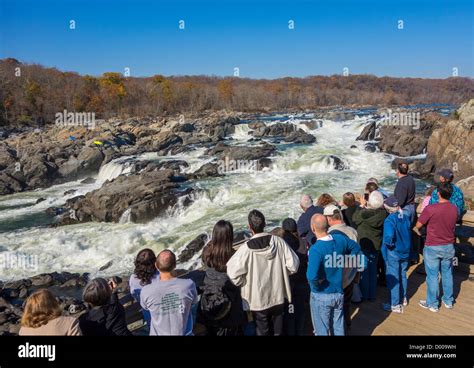 Great Falls Maryland Usa People At Olmsted Island Overlook View