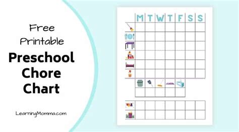 Free Printable Chore Chart For 4 Year Olds With Pictures