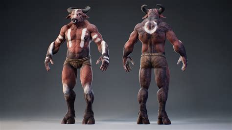 3d model armored minotaur vr ar low poly cgtrader