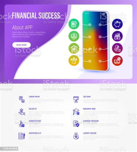 Infografis Keberhasilan Keuangan Dengan Ikon Garis Tipis Biaya Trek