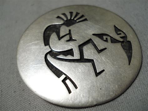 Astonishing Vintage Hopi Sterling Silver Kokopelli Pin Pendant Native