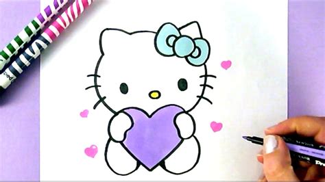 Don't try to draw a perfectly flat figure. HOW TO DRAW HELLO KITTY WITH LOVE HEARTS, EASY DRAWING ...