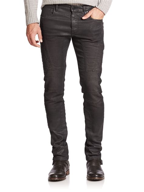 Lyst Belstaff Eversely Slim Fit Moto Jeans In Black For Men