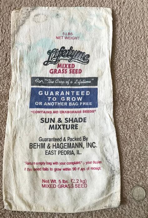 Vintage Canvas Bag Lifetyme Mixed Grass Seed Bag East Peor