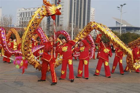 Dragon Dancetraditional Chinese Spring Festival Celebration Editorial