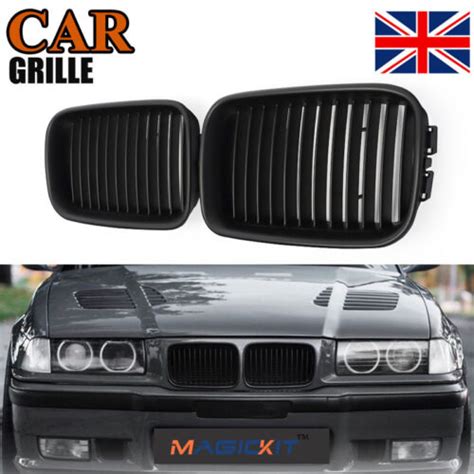 Matte Black Front Kidney Grill Grille For Bmw 3 Series E36 Salooncoupe