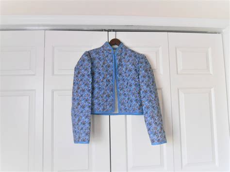 Vintage Handmade Calico Blue Quilted Jacket Etsy Quilted Jacket