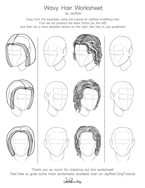 How To Draw Hair Step By Step Tutorial Printable Workbook Jeyram