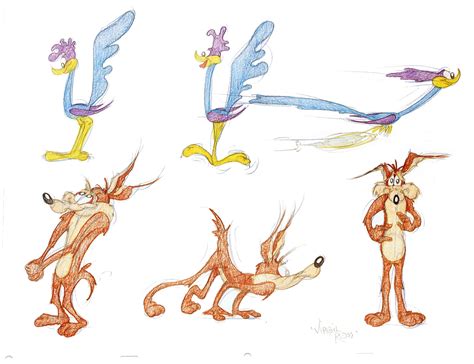 Ross Virgil Wile E Coyote And The Road Runner Six Original Drawings