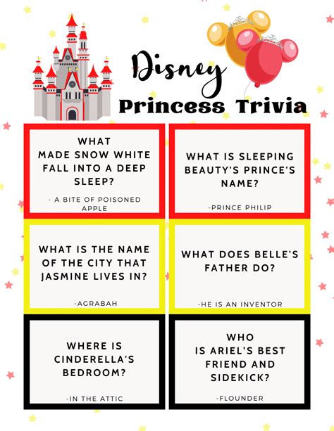 Disney Princess Trivia Quiz Free Printable Disney Princess Facts