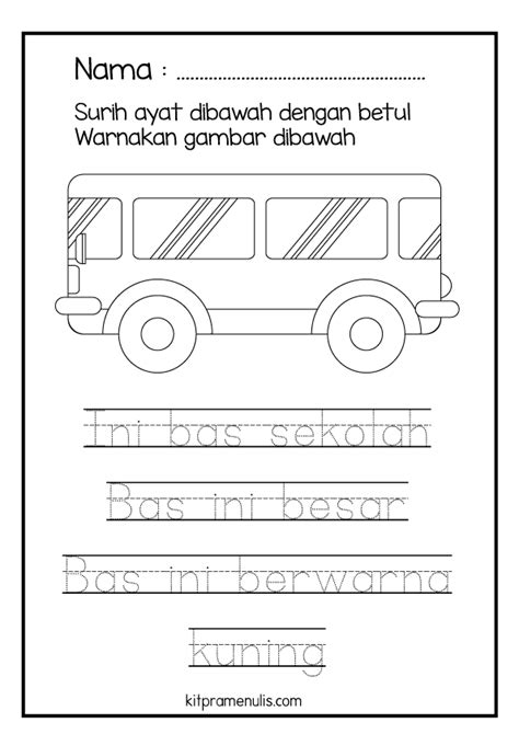 Lembaran Kerja Pendidikan Khas Bm Bina Ayat Mudah Tema Bas Sekolah