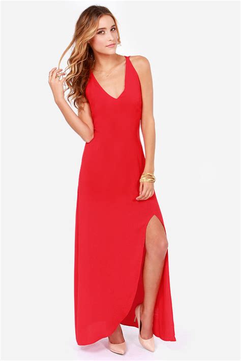 Sexy Backless Dress Red Dress Maxi Dress Slip Dress 5700