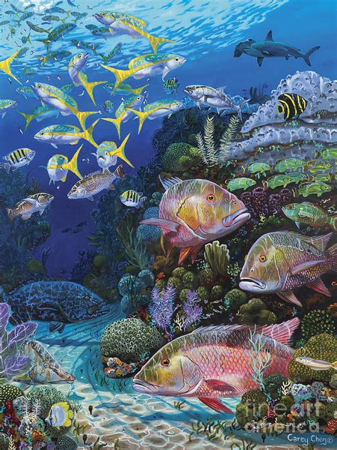 Select a product, upload a photo, and we'll find the best artist to paint coral reef paintings. Mutton Reef Re002 Painting by Carey Chen