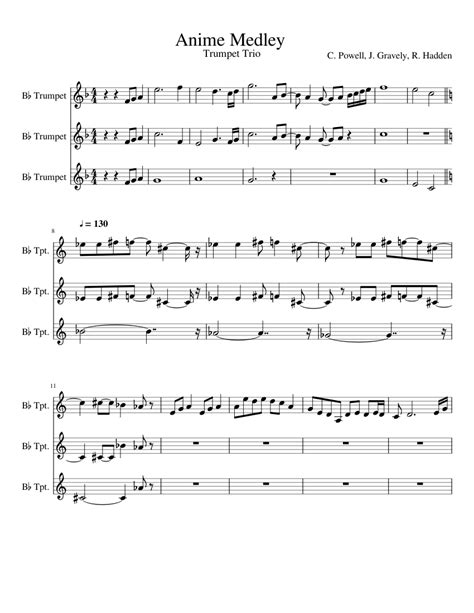 Anime Medley Trumpet Trio V1 Sheet Music For Trumpet