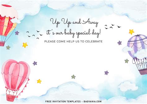 How to write a formal invitation template. 7+ Watercolor Hot Air Balloons Birthday Invitation ...