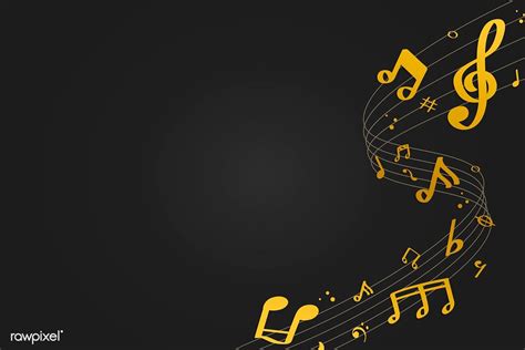 Yellow Flowing Music Notes On Black Background Vector Free Image By