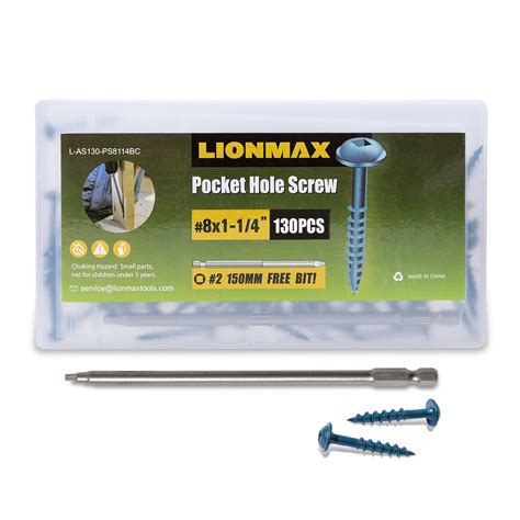 Lionmax Pocket Hole Screws 8 X 1 14 Square Drive Wood Screws 130