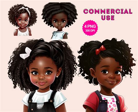 4 png cute black girls bundle little black girlpng clipart etsy