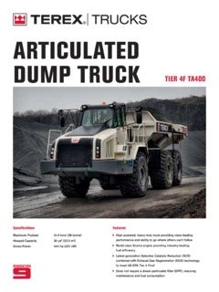 Terex Trucks Ta Articulating Off Road Dump Truck For Sale Highway Dump Transport Equipment