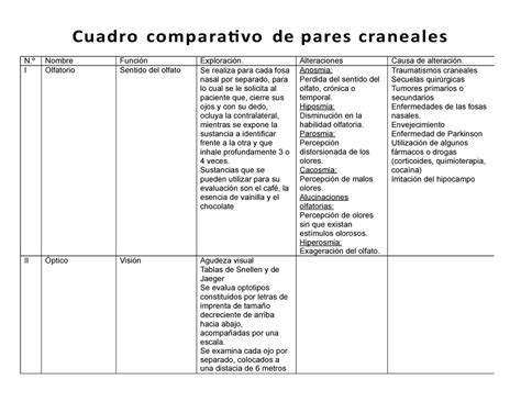 Cuadro Comparativo Nervios Craneales Esquemas Y Mapas Pdmrea Pdmrea