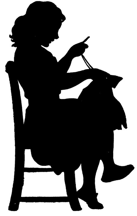 Girl Sewing Clipart Etc Digital Stamps Silhouette Art Silhouette