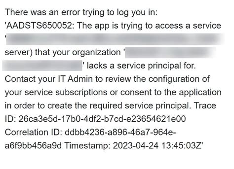 Error Aadsts650052 When Creating Azureadapplication Azure