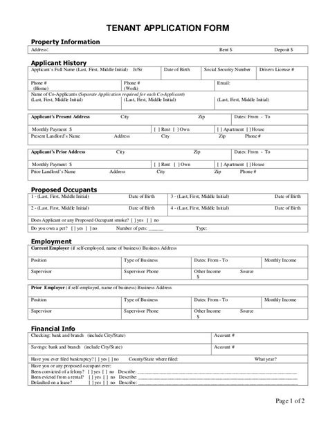 Printable Sample Rental Application Template Form Rental Application Being A Landlord