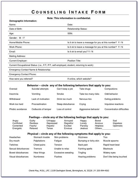 Sample Counseling Intake Forms In 2020 Counseling Forms Counseling Techniques Counseling