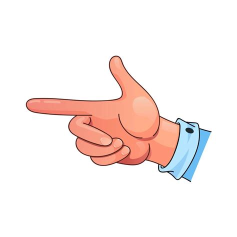 Pointing Hand In Cartoon Style Forefinger Index Finger Vector