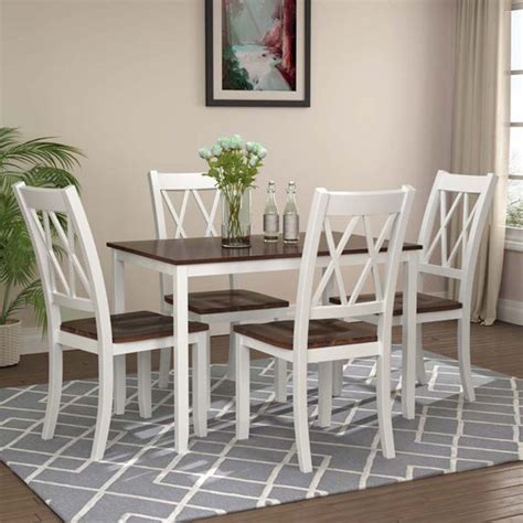 Urhomepro Modern 5 Piece Dining Sets Wooden Dining Table Set For 4 K