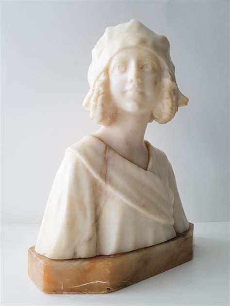 Sculpture Signed Alabaster Bust Of A Young Lady 1 Catawiki
