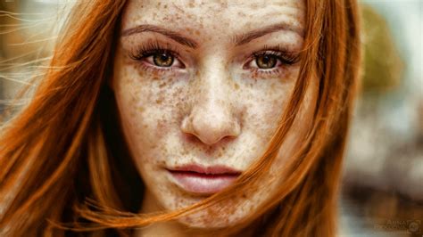 Wallpaper Face Women Outdoors Redhead Model Long Hair Looking At