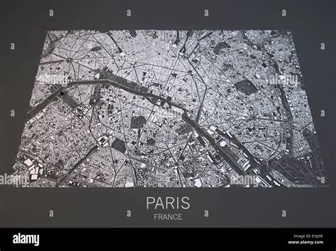 Satelliten Ansicht Der Karte Von Paris Frankreich Stockfotografie Alamy