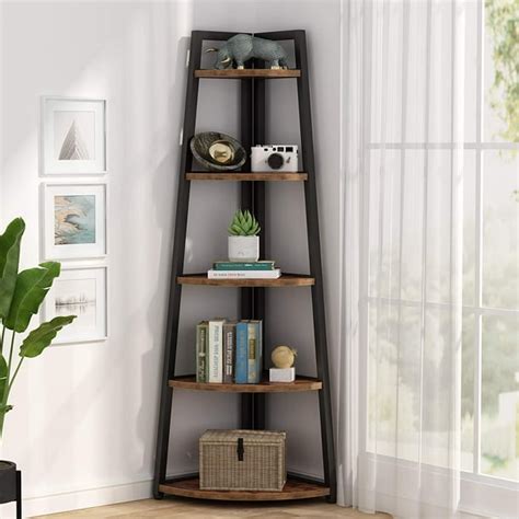 Tribesigns 70 Inch Tall Corner Shelf 5 Tier Corner Bookshelf Bookcase