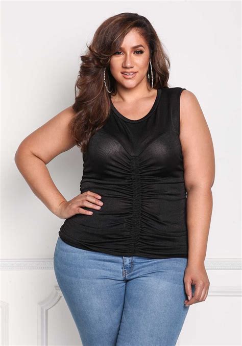 Plus Size Ruched Elastic Tank Top Curvy Tops Plus Size Outfits Plus Size Summer Outfit