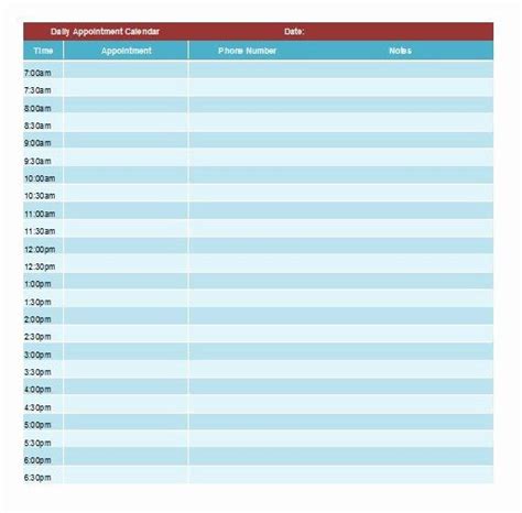 Daily Appointment Schedule Template Best Of 5 Free Appointment Schedule