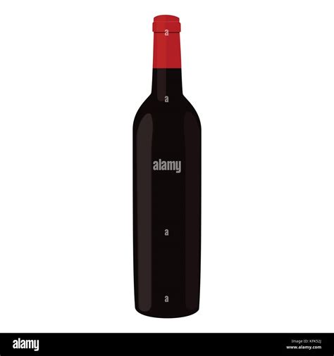 Ilustración vectorial de botella llena con vino tinto icono botella de