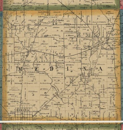 Medina County Ohio 1857 Wall Map Reprint With Homeowner By Oldmap