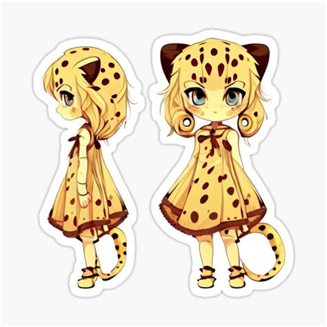 Anime Cheetah Girl With Long Hair Sticker For Sale By Mermaidselina
