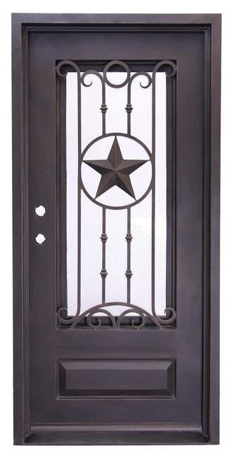 30x68 Texas Star Wrought Iron Door With Raised Panel Wrought Iron