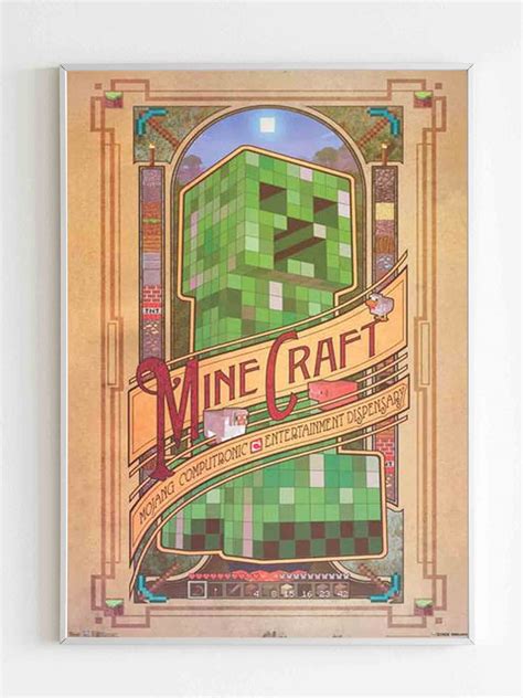 Minecraft Art Nouveau Video Game Poster Poster Art Design