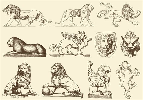 Ancient Art Lions 125213 Vector Art At Vecteezy