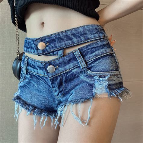 Sexy Women Low Waist Denim Shorts Hot Night Club Pole Dance Jeans Summer Ripped Hole Shorts